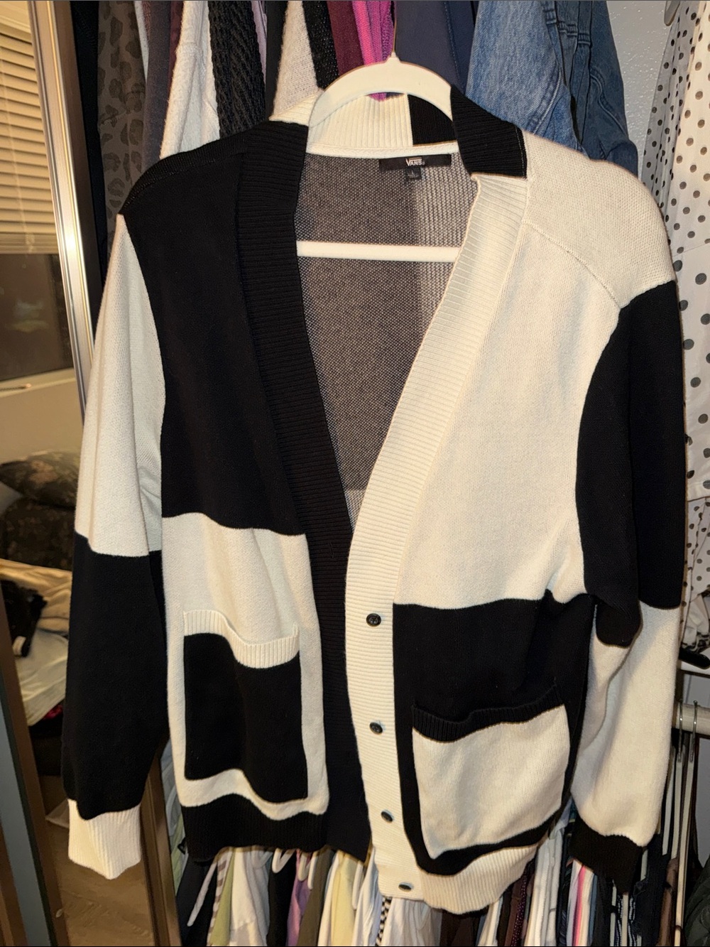 Vans Black and White Colorblock Cardigan